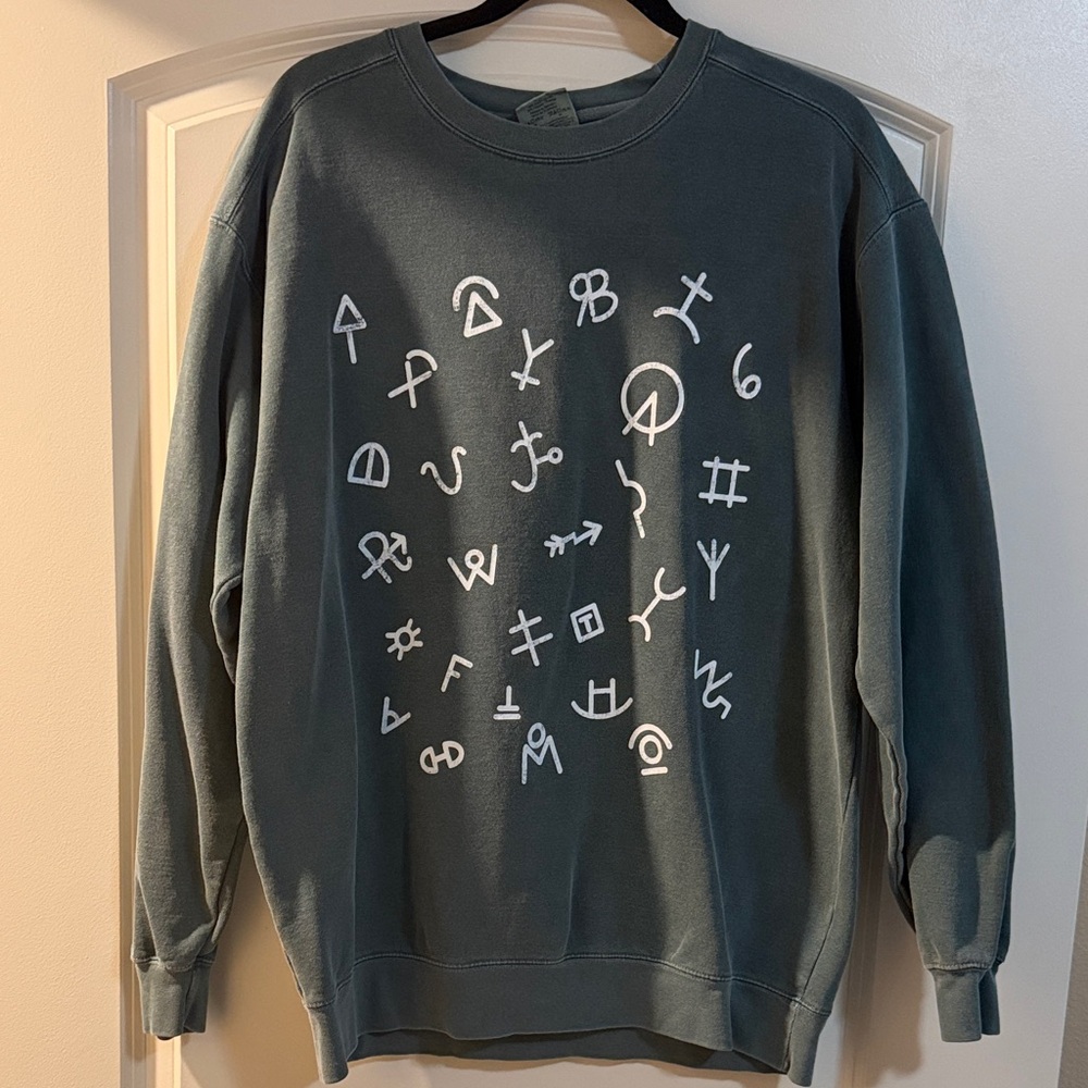 Women’s Dusty Green “Brands” western crewneck